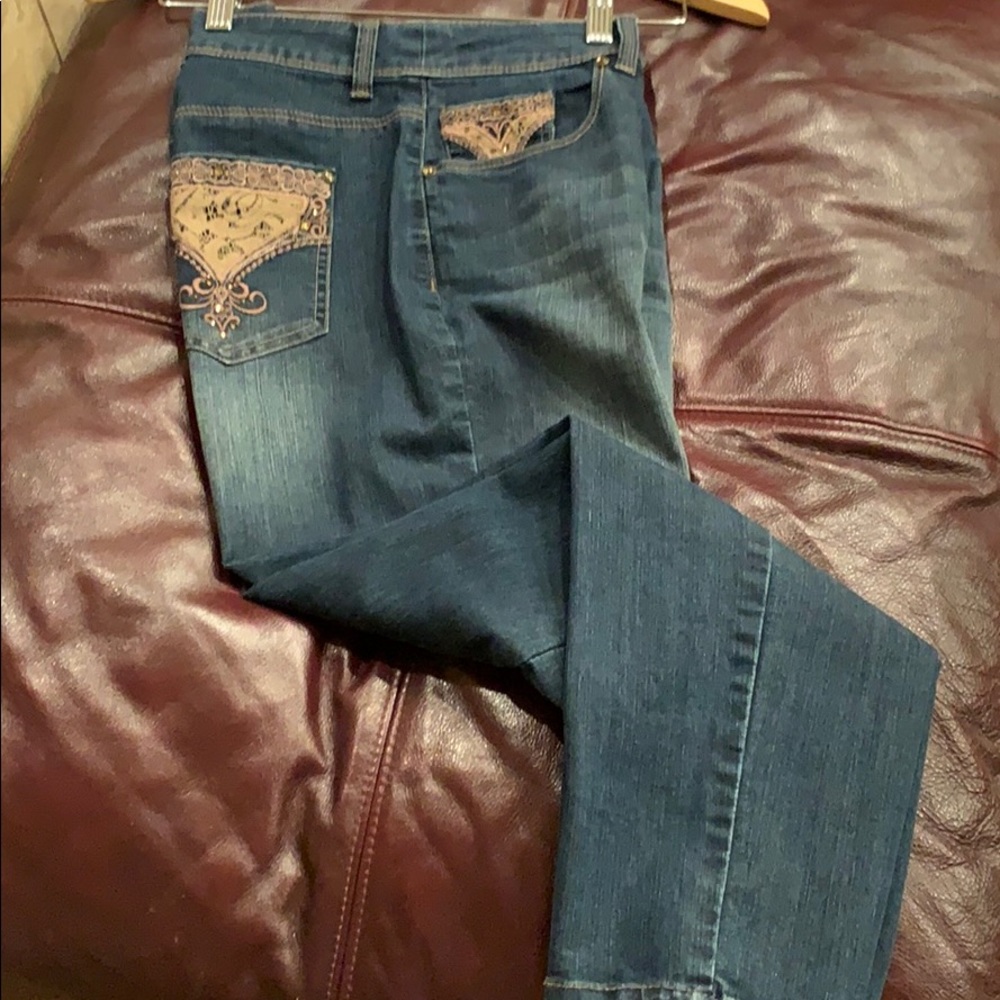 Chico’s “Platinum” embellished jeans
